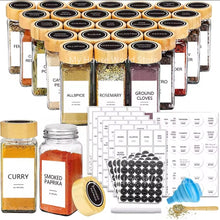 29pcs SET GLASS STORAGE SPICE & JARS WITH BAMBOO LID shown from another angle (Glass, Bamboo)