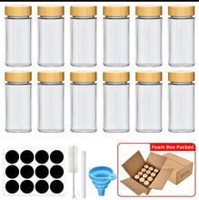 15PC SET PREMIUM THICK GLASS STORAGE /SPICE JARS WITH BAMBOO LID shown from another angle (Glass, Bamboo)