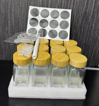 15PC SET PREMIUM THICK GLASS STORAGE /SPICE JARS WITH BAMBOO LID shown from another angle (Glass, Bamboo)