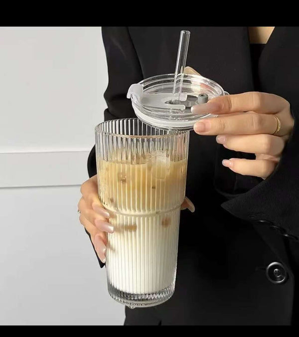 Vertical Stripped Glass Mug — Pp, Glass, Arvani Home Essentials