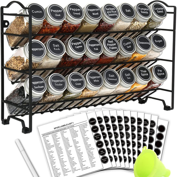 24pcs Spice Jars With Organizing Rack — Kitchen Storage & Organisation, Arvani Home Essentials