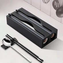 2in1 Bamboo Wrap Dispenser With Cutter shown from another angle (Bamboo)