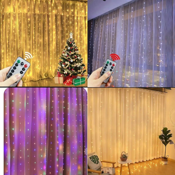 3M×3M CURTAIN LIGHTS WITH REMOTE — Lighting, Arvani Home Essentials