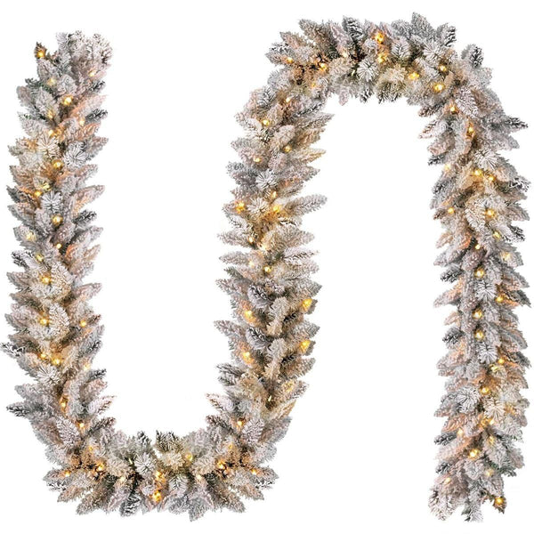 Snow Flocked Garland — fully snow flocked with light 💡 , Arvani Home Essentials