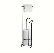 Metallic Toilet Tissue Holder Stand shown from another angle (Black)