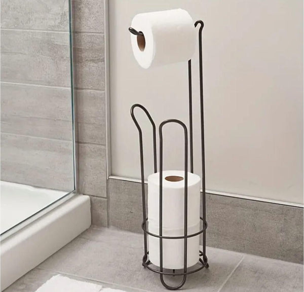 Metallic Toilet Tissue Holder Stand — Black, Arvani Home Essentials