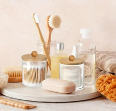 Acrylic Earbud / Swab / Cotton Wool Multipurpose Organizer shown from another angle (Acrylic, Cotton)