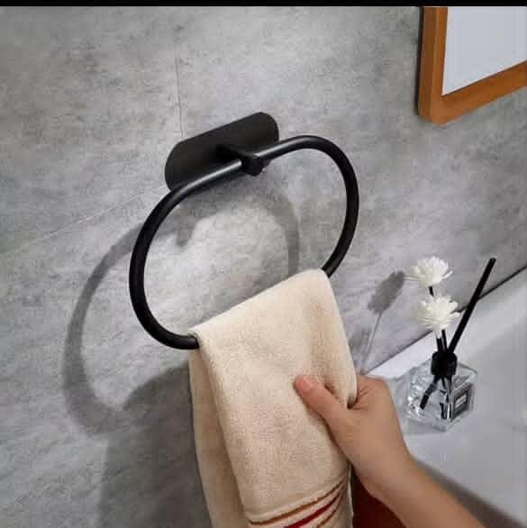 Towel Ring Holder (Adhesive Mount) — Black, Arvani Home Essentials
