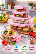 4PCS Glass Food Container Set shown from another angle (Glass)