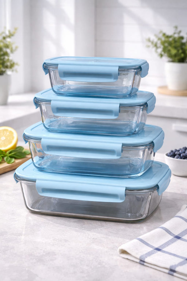 4PCS Glass Food Container Set — Glass, Arvani Home Essentials