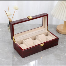 Luxurious wooden 5 slots watch case shown from another angle (Wooden)