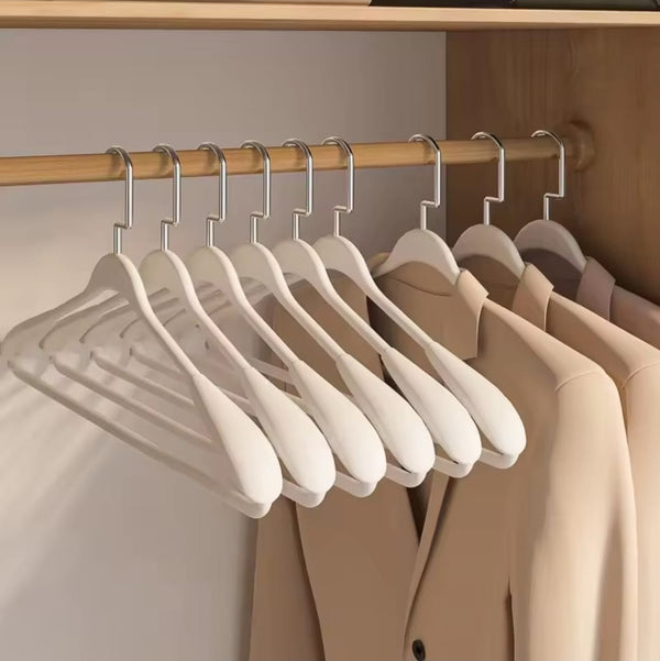 New Arc-Shaped Thickened Clothes Hanger – 10PC Set — Black & Cream, Arvani Home Essentials