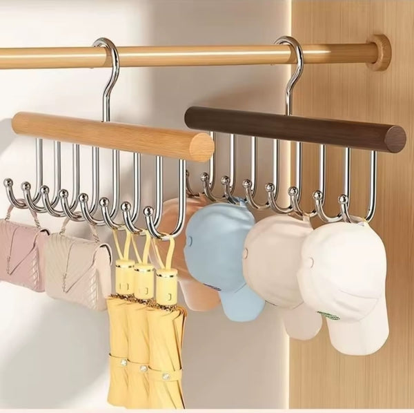New Wooden Plank Multipurpose 8-Hook Hanger — Wooden, Arvani Home Essentials