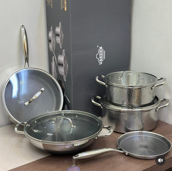 UAKEEN STAINLESS STEEL COOKWARE SET — Stainless steel, Arvani Home Essentials
