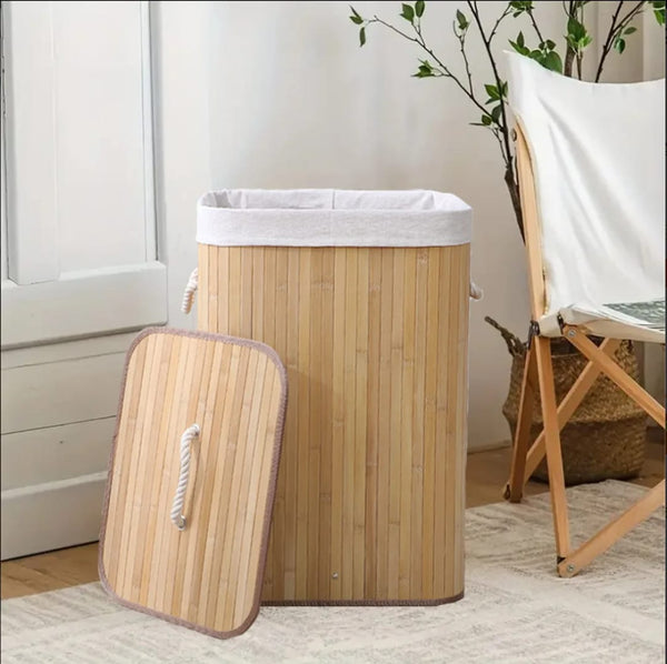 Foldable bamboo laundry basket — Bamboo, Arvani Home Essentials