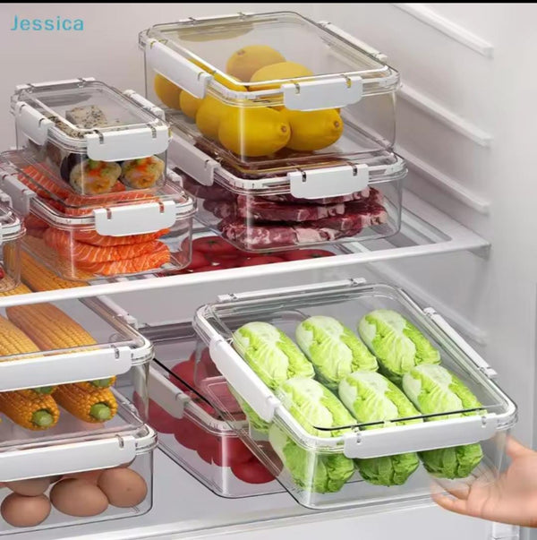 3 pieces acrylic fridge storage containers — Acrylic, Arvani Home Essentials