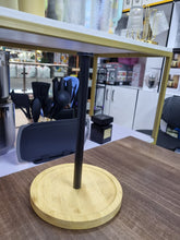 paper towel holder shown from another angle (Metal with bamboo base)