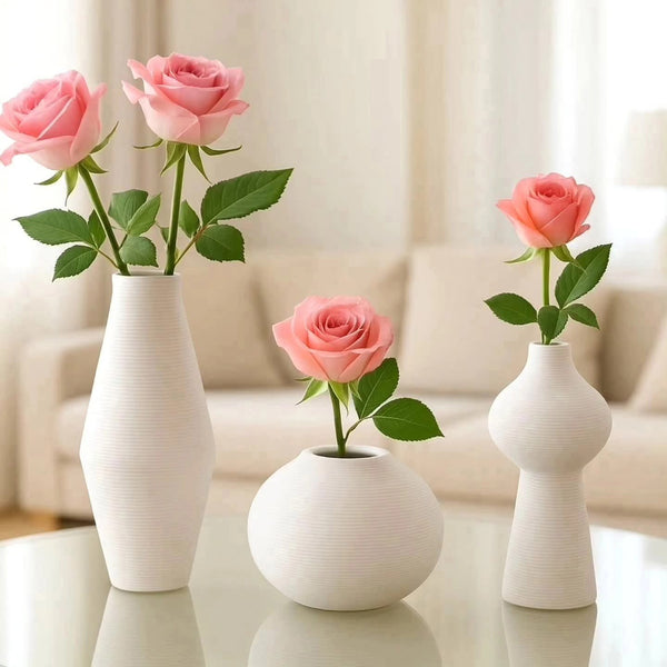 3Pc simple elegant ceramic vases 3pc set — Ceramic, Arvani Home Essentials