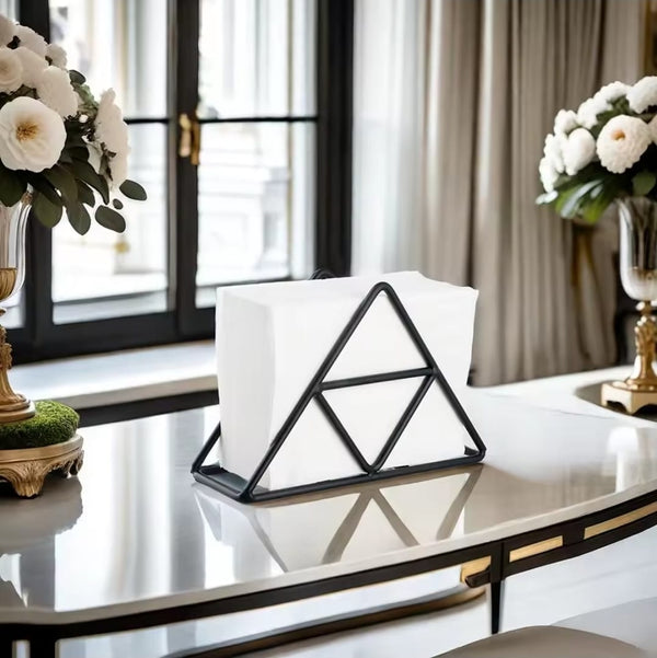 Modern Metallic Napkin Holder — black  & Rose Gold, Arvani Home Essentials
