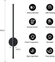 Modern Wireless LED Wall Sconce with Remote Control shown from another angle (Lighting)