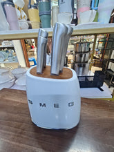 SMEG KNIFE SET shown from another angle (Black, Cream & White)