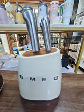 SMEG KNIFE SET shown from another angle (Black, Cream & White)