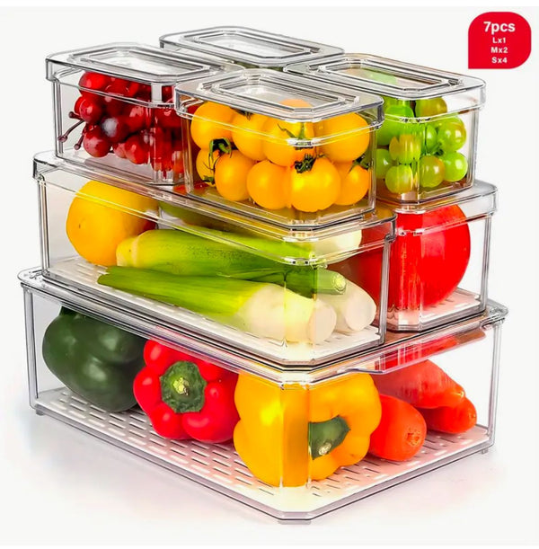 7pc BPA-Free Stackable Acrylic Fridge Organizer — Acrylic, Arvani Home Essentials