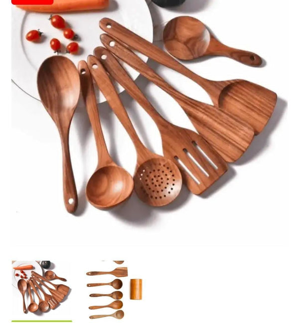 8pcs Wooden Cooking Cultery set — Wooden, Arvani Home Essentials