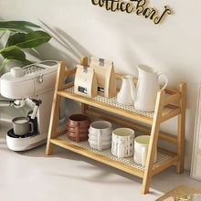 Wicker style Bamboo countertop storage rack shown from another angle (Bamboo)