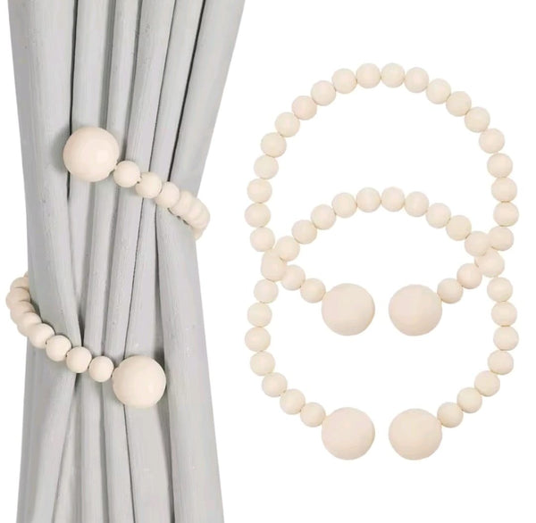 2pcs Magnetic wooden beads curtain tiebacks — Wooden, Arvani Home Essentials