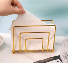 Modern minimalist style metallic serviettes holder shown from another angle (black, Gold)