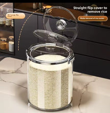 Acrylic Airtight Transparent Rice Bucket with Flip-Top Lid shown from another angle (Acrylic)