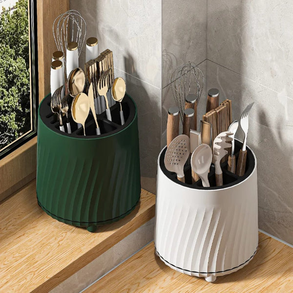 Modern Rotating Cutlery Organizer — High-quality plastic, Arvani Home Essentials