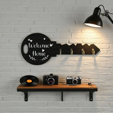 Wall mounted decorative wooden key organizer shown from another angle (Wooden)
