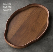 2PC Wooden Decorative Serving Tray Set shown from another angle (Wood)