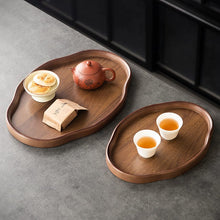 2PC Wooden Decorative Serving Tray Set shown from another angle (Wood)