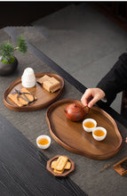 2PC Wooden Decorative Serving Tray Set shown from another angle (Wood)