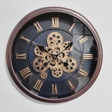 16 inches creative dynamic gear wall clock shown from another angle (black, bronze)