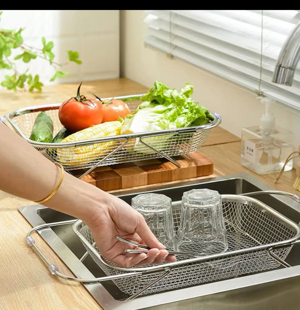 Stainless Steel Expandable Over-The-Sink Colander — Stainless steel, Arvani Home Essentials