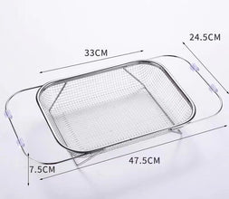 Stainless Steel Expandable Over-The-Sink Colander shown from another angle (Stainless steel)