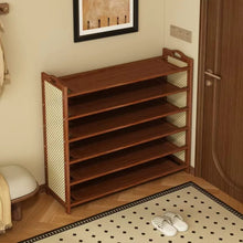 5 Layer Bamboo shoe rack shown from another angle (Bamboo)