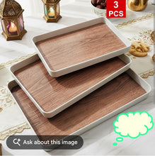3PC Premium Wooden Serving Trays — Wooden, Arvani Home Essentials