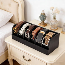 6 Slot Premium bamboo belt organizer shown from another angle (Bamboo)