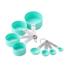 8pcs Multipurpose measuring spoons/Cups Kitchen Gadgets Baking Accessories tools with stainless steel handles shown from another angle (Stainless steel)
