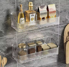Acrylic wall mounted bathroom organizer shown from another angle (Premium acrylic)