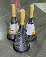 4-Sided Stainless Steel Kitchen Grater with Wooden Handle shown from another angle (Stainless Steel)