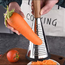 4-Sided Stainless Steel Kitchen Grater with Wooden Handle shown from another angle (Stainless Steel)
