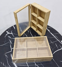 6-Section Bamboo Tea Bag Organizer Box shown from another angle (Bamboo)