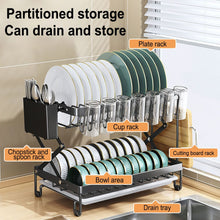 Modern 2-Tier Kitchen Dish Drying Rack shown from another angle (Metal)