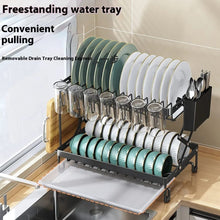 Modern 2-Tier Kitchen Dish Drying Rack shown from another angle (Metal)
